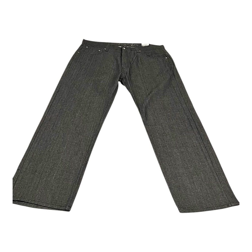 Akademiks Mens Dark Wash Herringbone Denim Jeans Size‎ 44x34 Straight Fit
